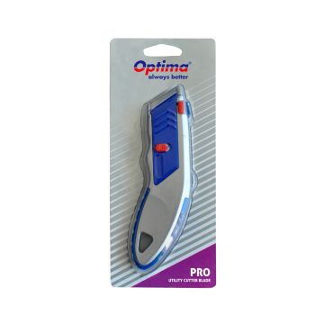 Cutter profesional OPTIMA OP-380009061, lama trapezoidala plus 5 rezerve SK5, cu auto-incarcare, zinc cu rubber grip, 18 mm 4212