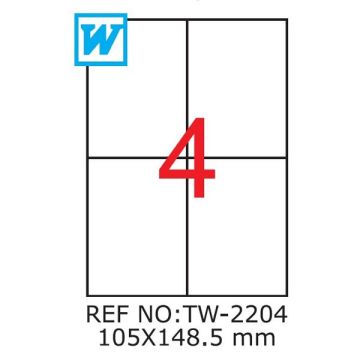 Etichete A4 , 105 x 148,5mm , TW 2204 1204