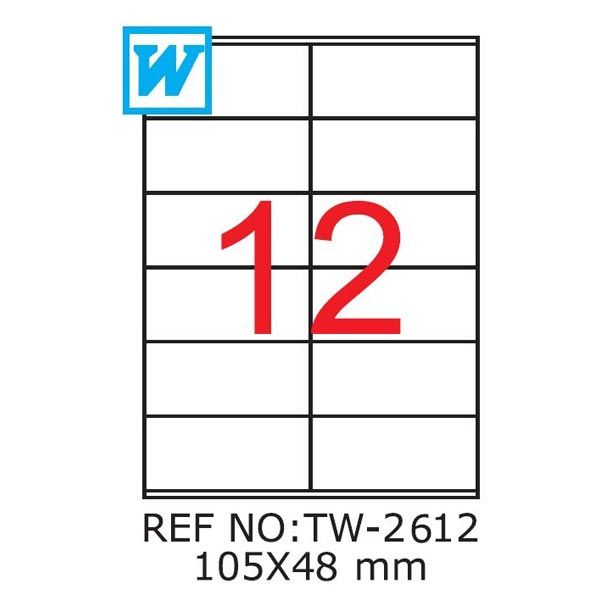 Etichete A4 , 105 x 48mm , TW 2612 1214