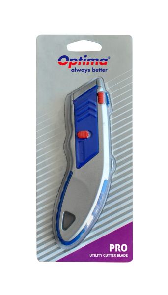 Cutter profesional OPTIMA OP-380009061, lama trapezoidala plus 5 rezerve SK5, cu auto-incarcare, zinc cu rubber grip, 18 mm 4212